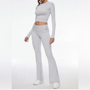 light gray fold over flare pants, never worn